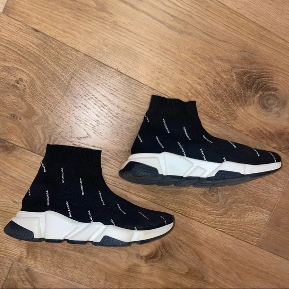 Balenciaga Women's Black Stretch Polyester Speed Sneakers - Picture 3 of 9